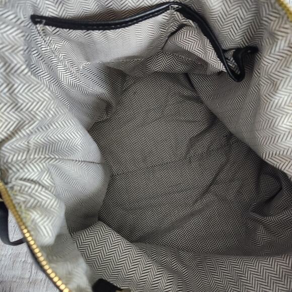 Steve Madden Medium Sized Black Purse Yellow Trim Zipper Details - Picture 10 of 11